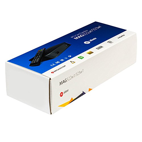 BOÎTE IPTV MAG 322 W1 + WIFI INTÉGRÉ + CÂBLE HDMI + TÉLÉCOMMANDE + ADAPTATEUR D'ALIMENTATION