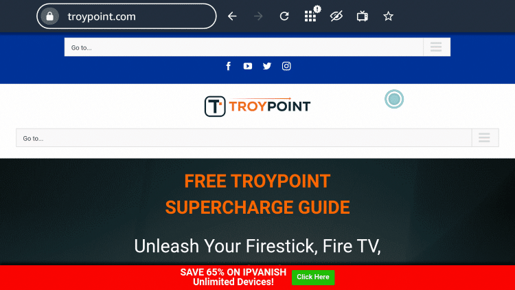 Pour cet exemple, nous visitons troypoint.com dans le navigateur Amazon Silk.