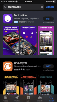 Localisez l'application Crunchyroll et sélectionnez GET