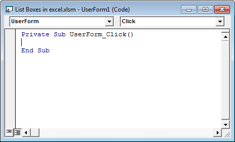 Zone de liste dans Excel 15