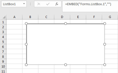 Zone de liste dans Excel 2