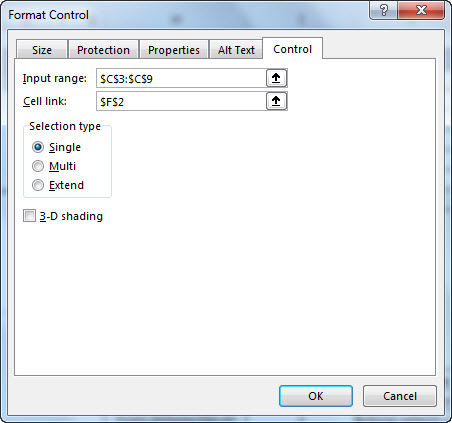 Zone de liste dans Excel 22