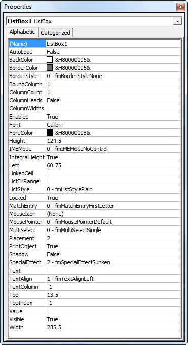 Zone de liste dans Excel 3