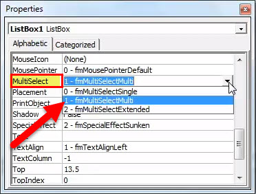 Zone de liste dans Excel 5