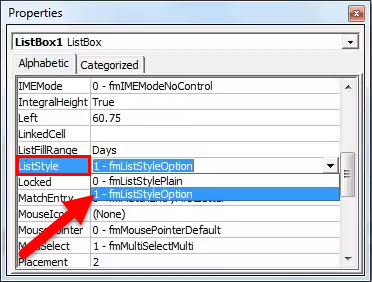Zone de liste dans Excel 6