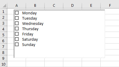Zone de liste dans Excel 7