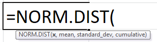 Formule NORMDIST dans Excel